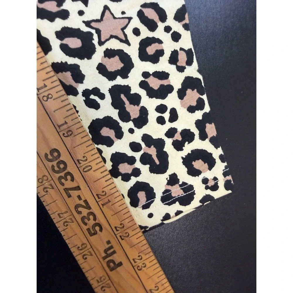 Converse Girls Leopard Star Print Leggings Natural Tan Black L 12-13Y NWT J9